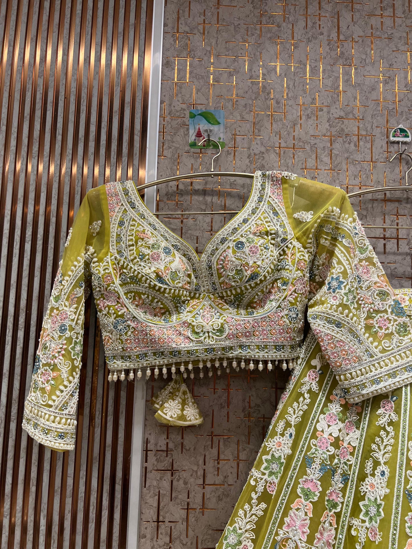 Gorgeous yellow crop top floral Lehenga