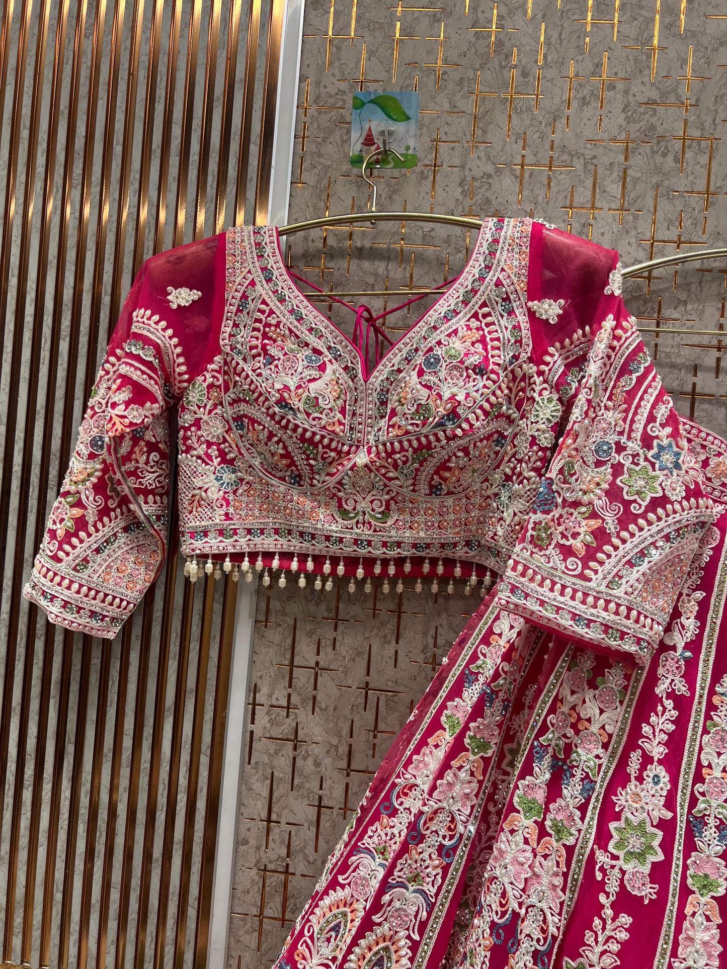 Gorgeous yellow crop top floral Lehenga