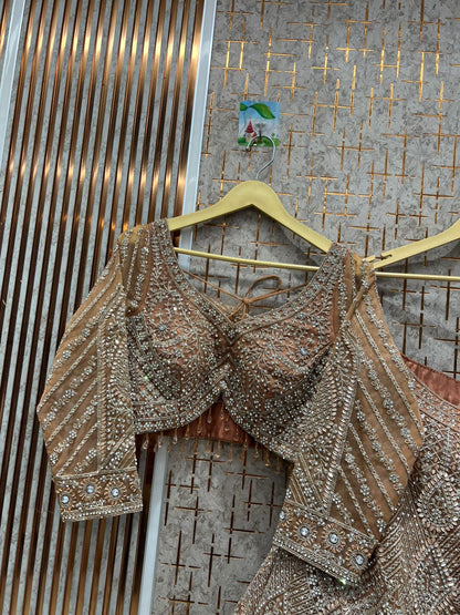 Good looking rust crop top Lehenga