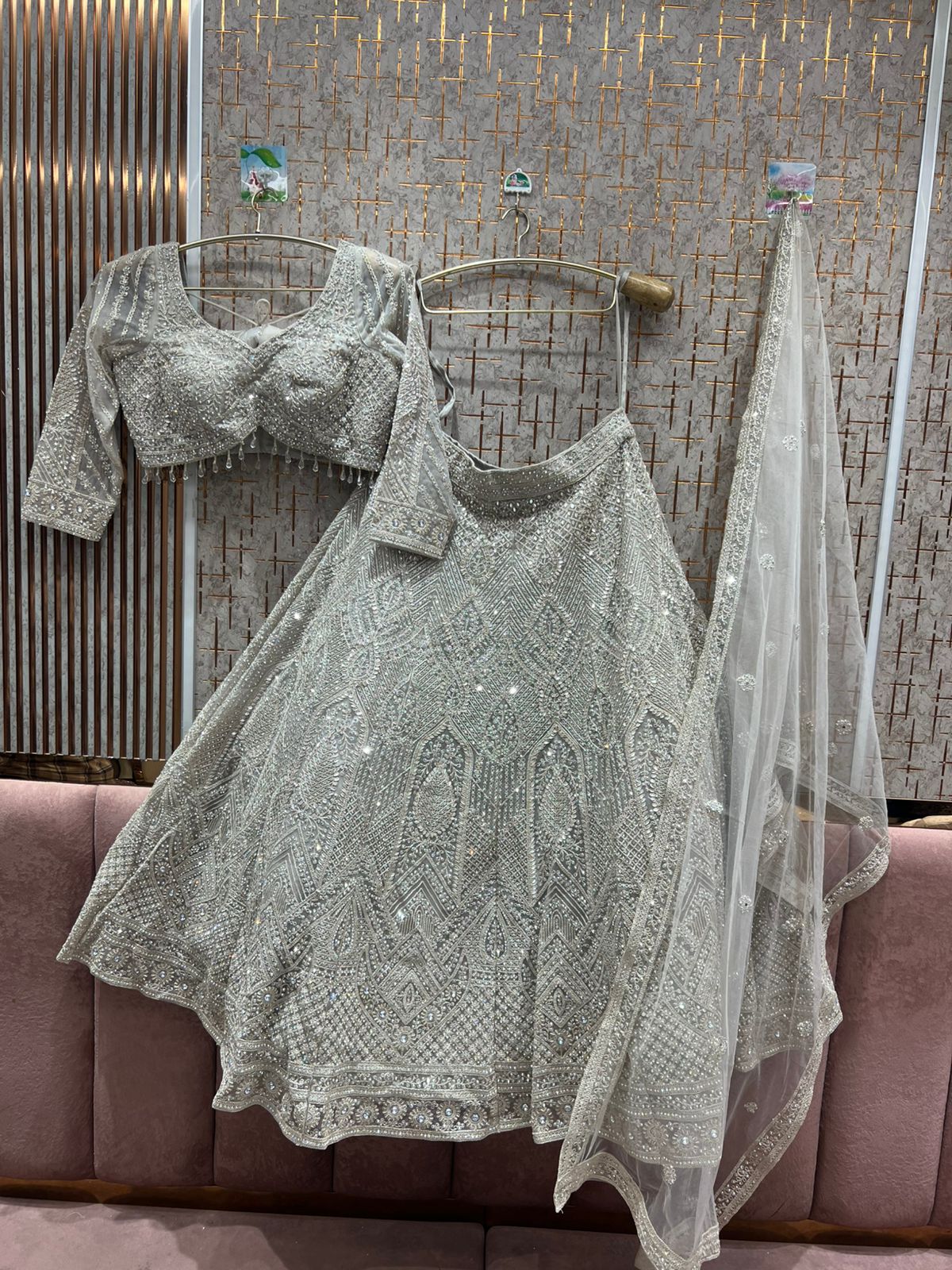 Good looking rust crop top Lehenga