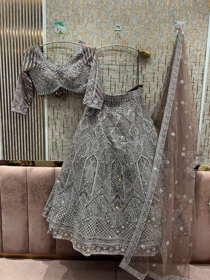 Good looking rust crop top Lehenga