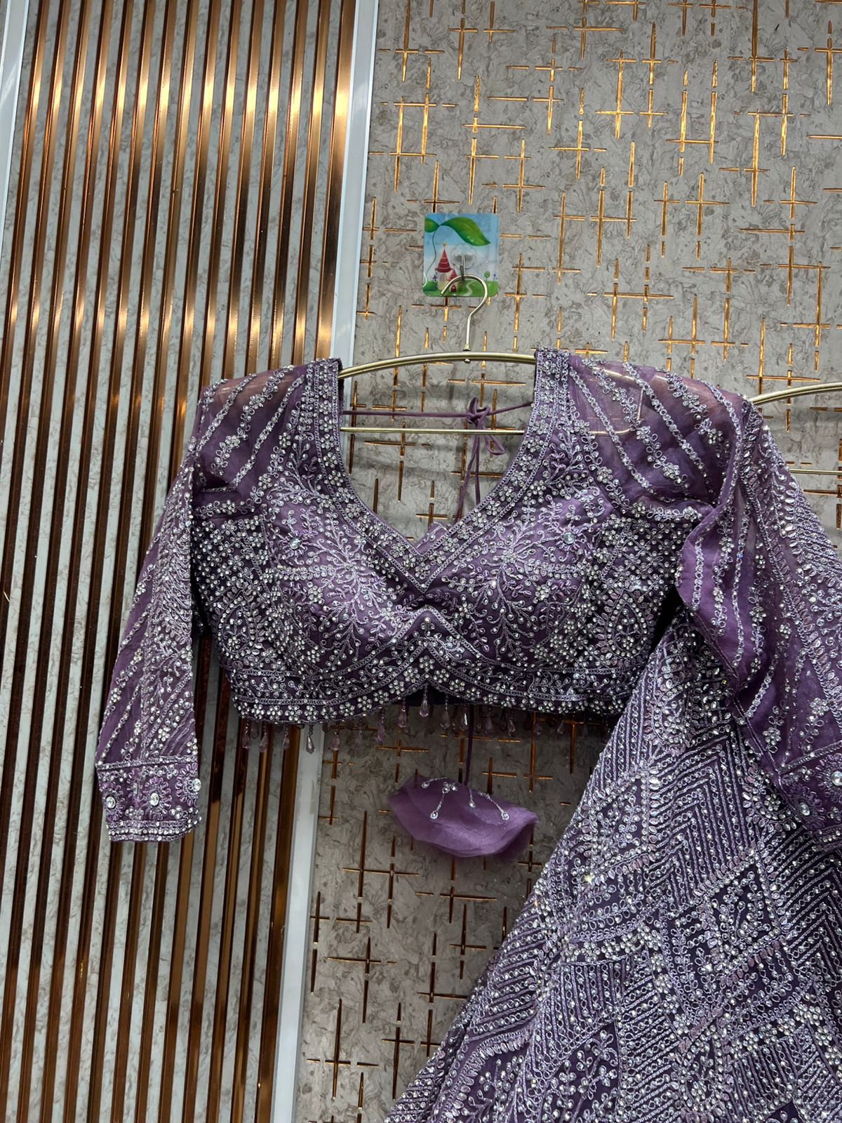 Good looking rust crop top Lehenga