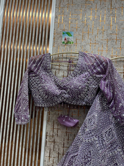 Good looking rust crop top Lehenga