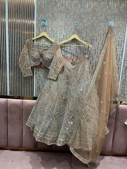 Good looking rust crop top Lehenga