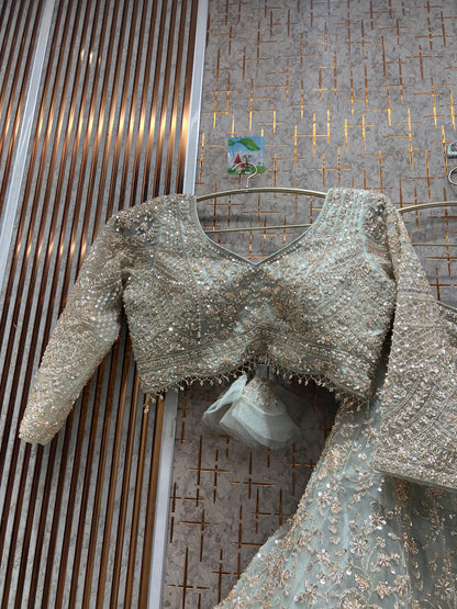 Eye catching purple crop top Lehenga