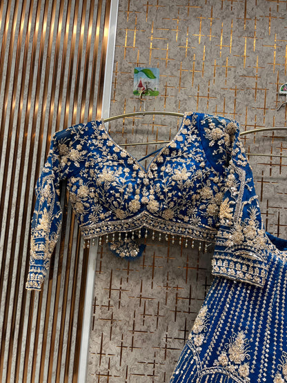 12 kali heavy work Amazing orange crop top Lehenga