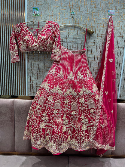 12 kali heavy work Amazing orange crop top Lehenga