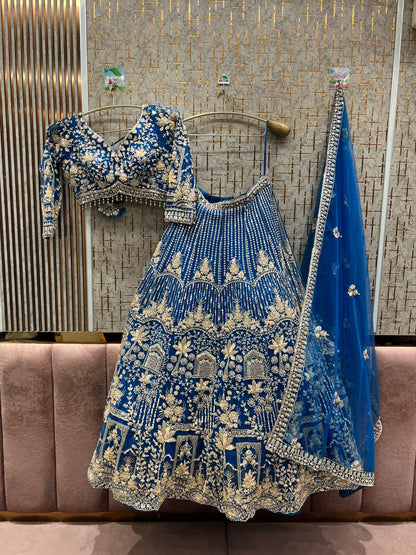 12 kali heavy work Amazing orange crop top Lehenga