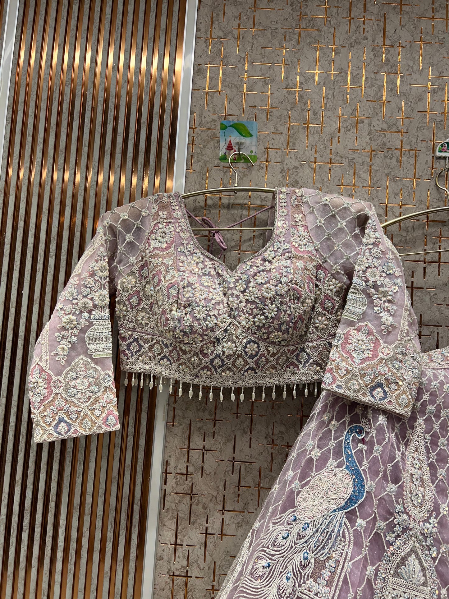 Stunning purple lavender lilac peacock crop top Lehenga