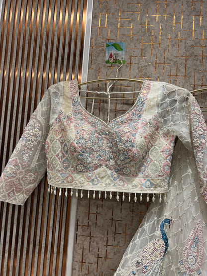 Stunning purple lavender lilac peacock crop top Lehenga