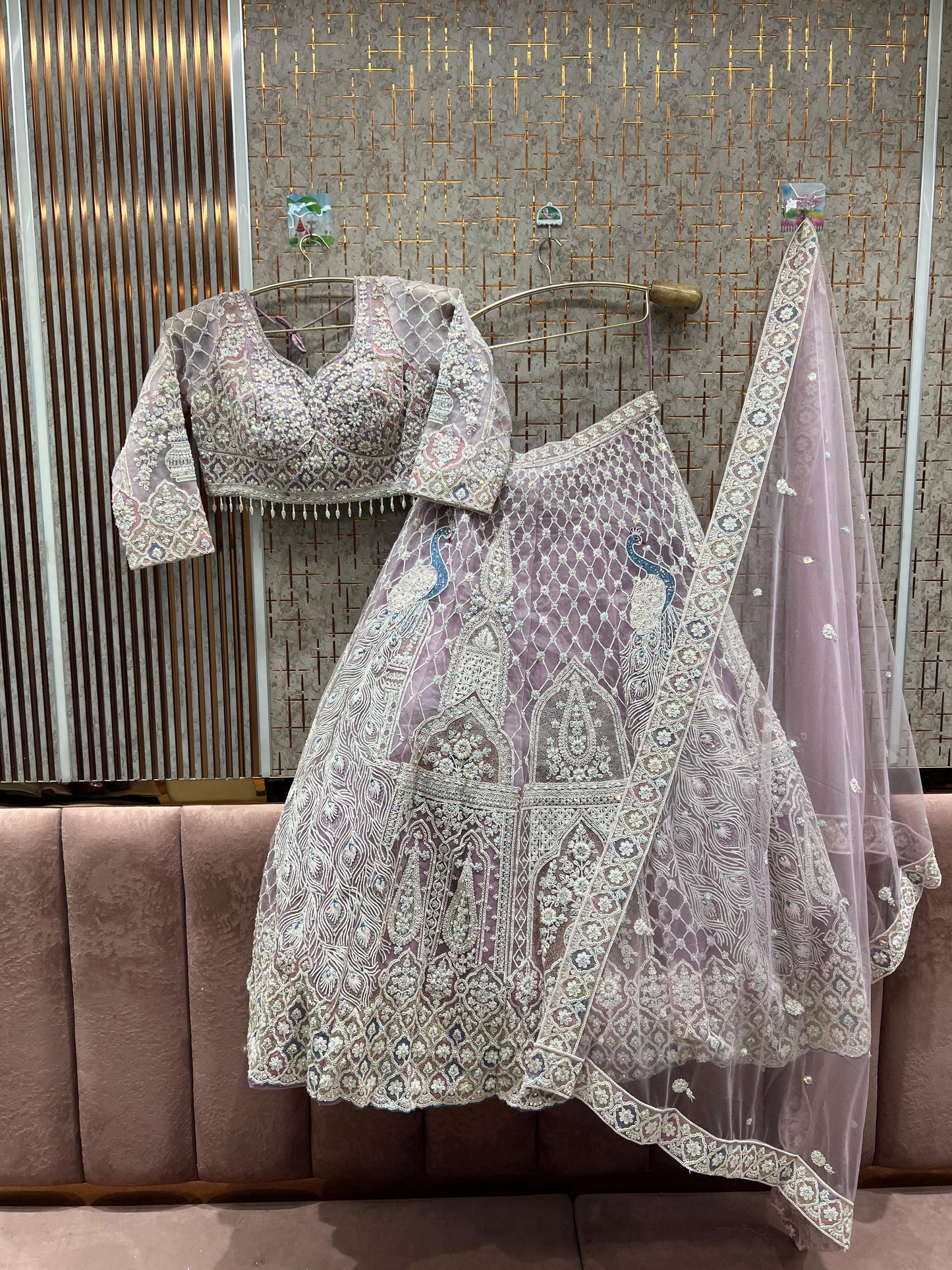 Stunning purple lavender lilac peacock crop top Lehenga