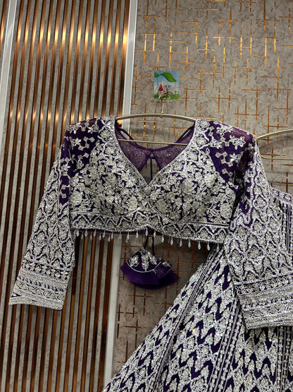 16 kali big flare heavy silver work Eye catching Sky blue crop top Lehenga