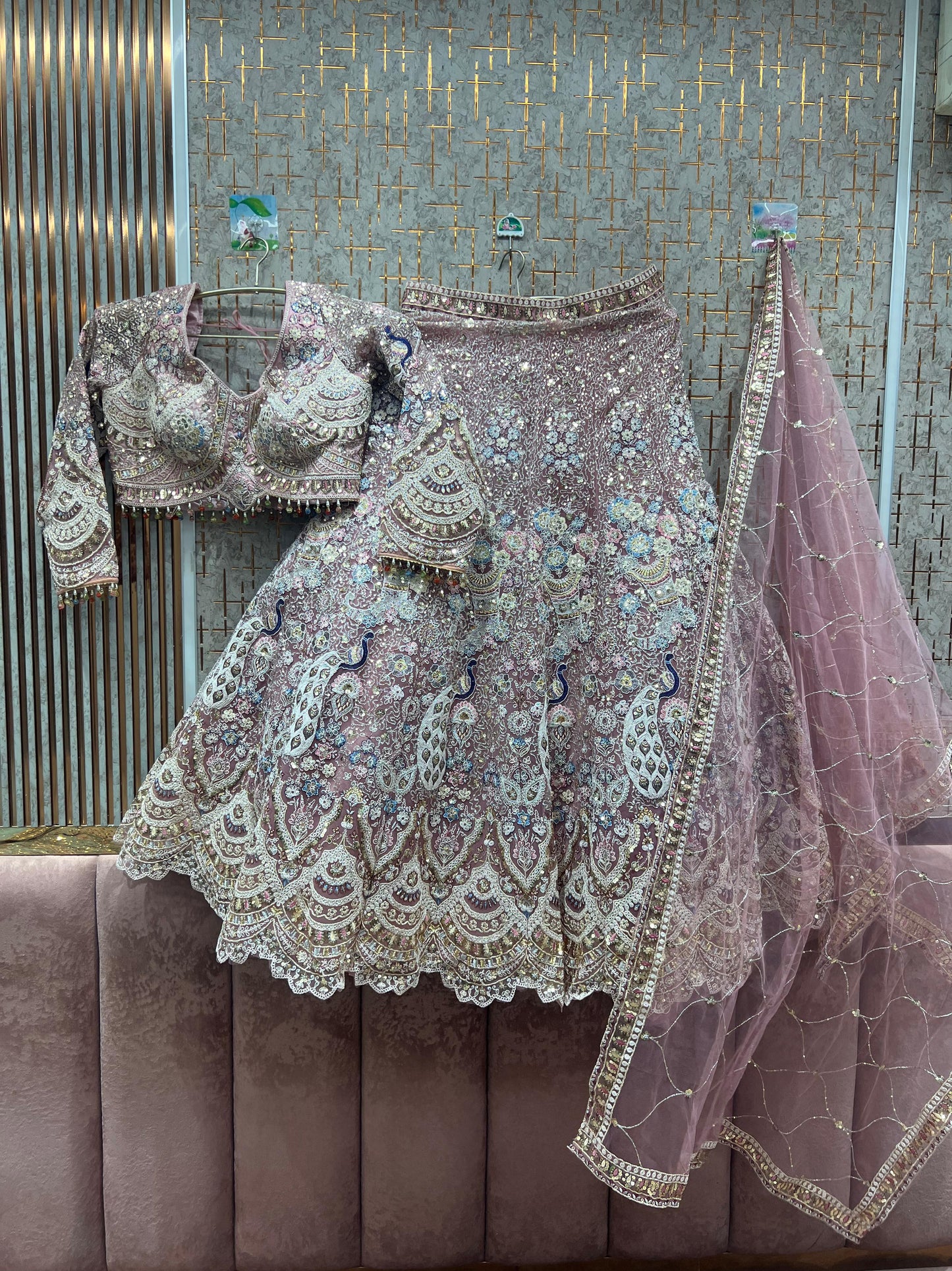 Something different Light pink peacock crop top Lehenga Happy Customer