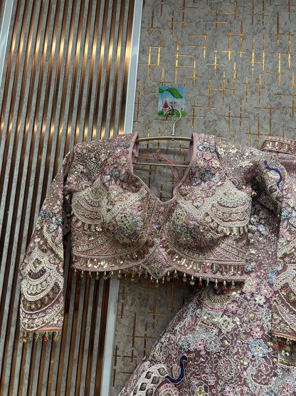 Something different Light pink peacock crop top Lehenga Happy Customer
