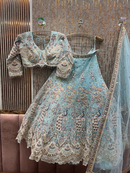 Something different Light pink peacock crop top Lehenga Happy Customer