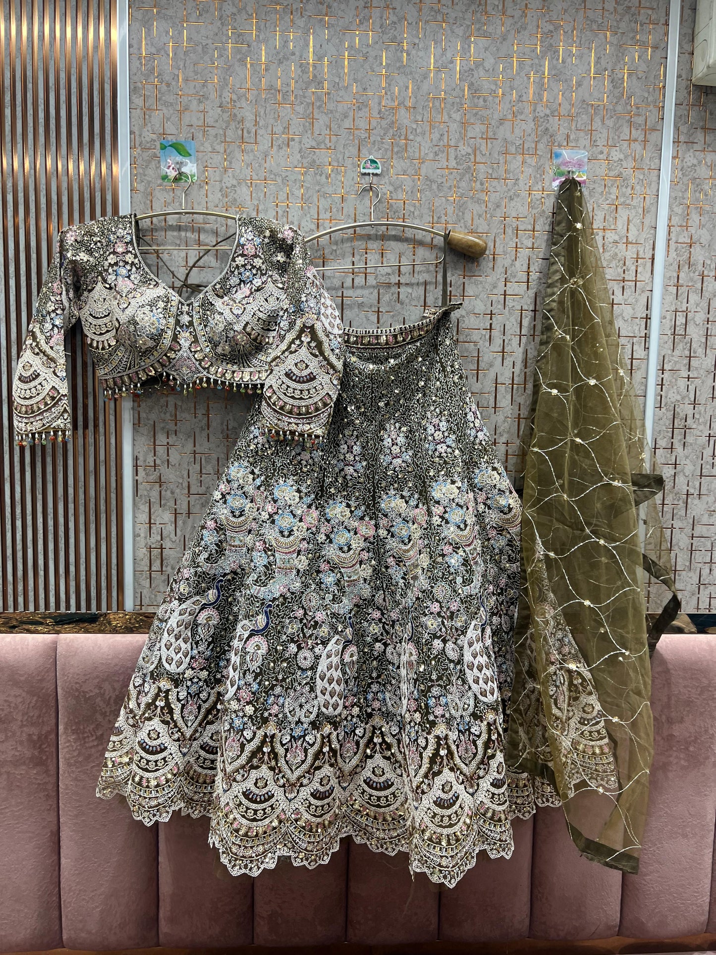 Something different Light pink peacock crop top Lehenga Happy Customer