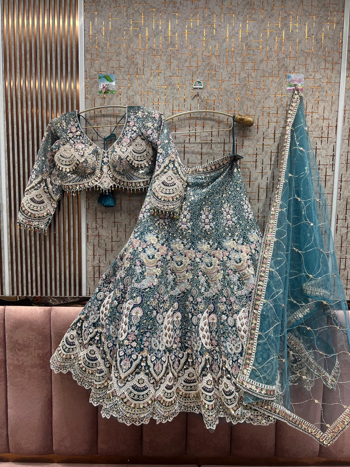 Something different Light pink peacock crop top Lehenga Happy Customer