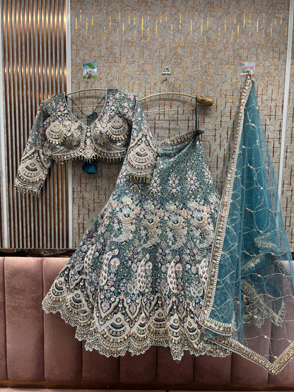 Something different Light pink peacock crop top Lehenga Happy Customer