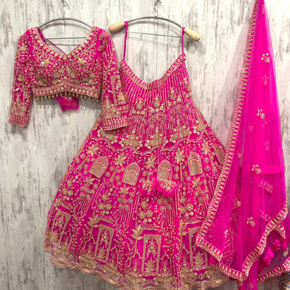Eye catching Hot pink crop top Lehenga