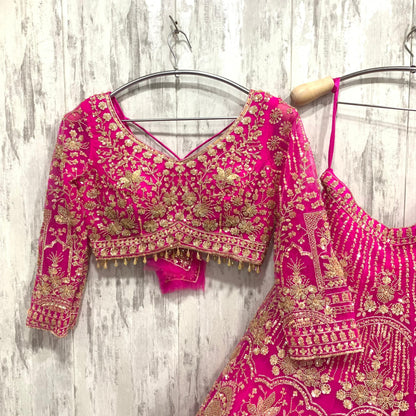 Eye catching Hot pink crop top Lehenga