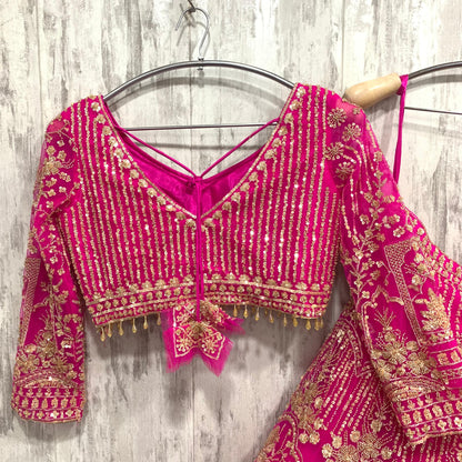 Eye catching Hot pink crop top Lehenga