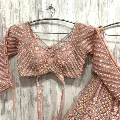 Majestic peach crop top Lehenga