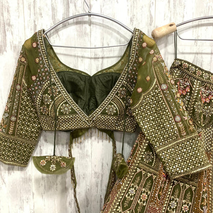 Pretty peach pink crop top Lehenga