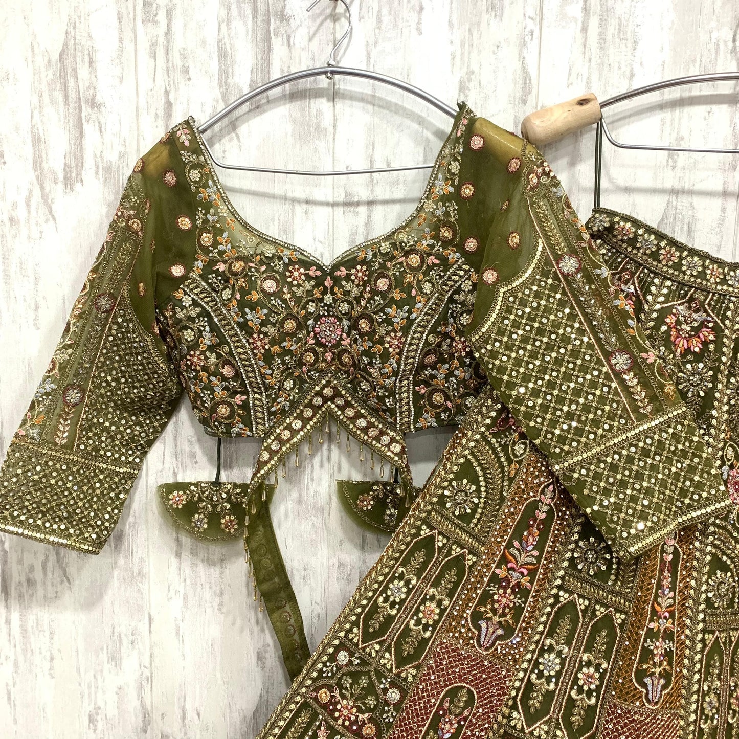 Pretty peach pink crop top Lehenga