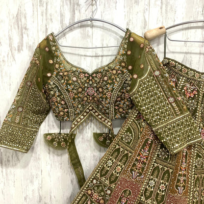 Pretty peach pink crop top Lehenga