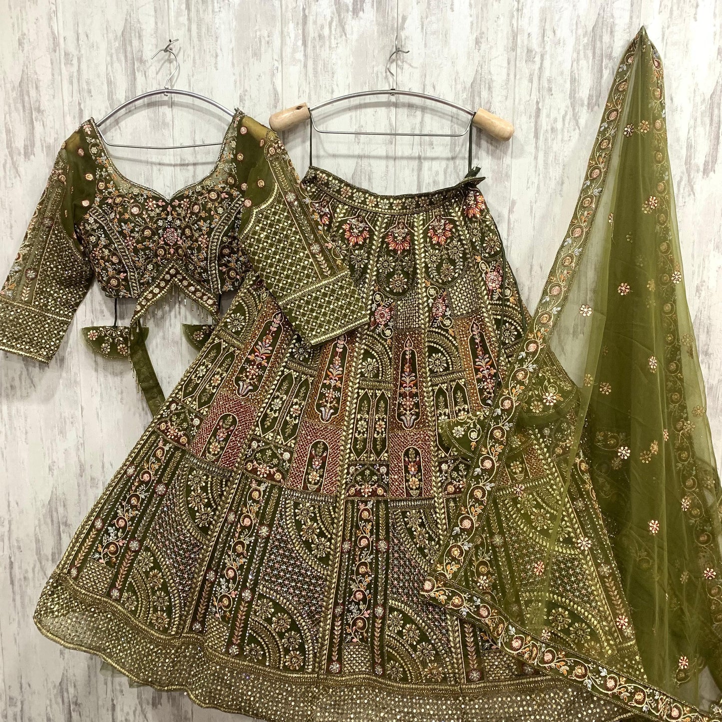 Pretty peach pink crop top Lehenga