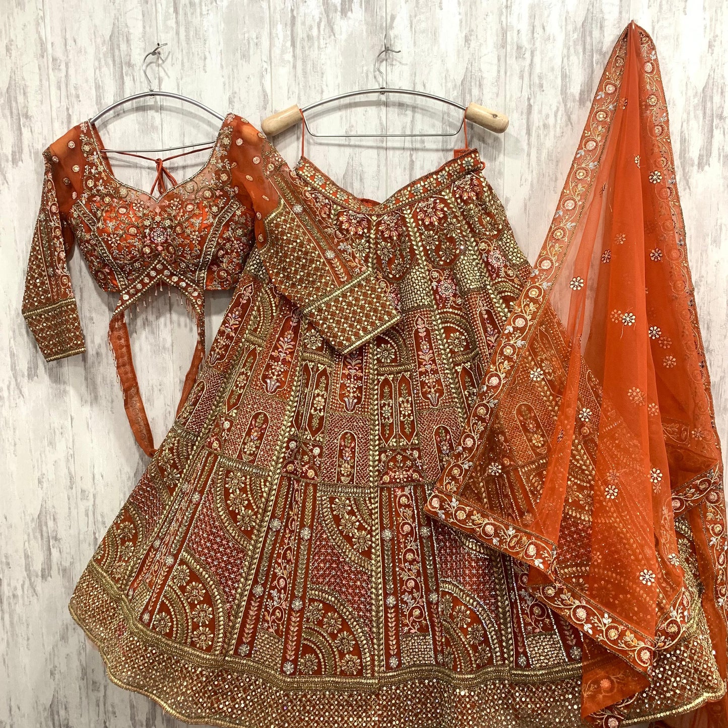 Pretty peach pink crop top Lehenga