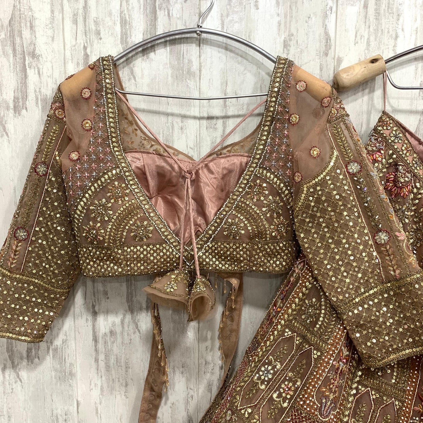 Pretty peach pink crop top Lehenga