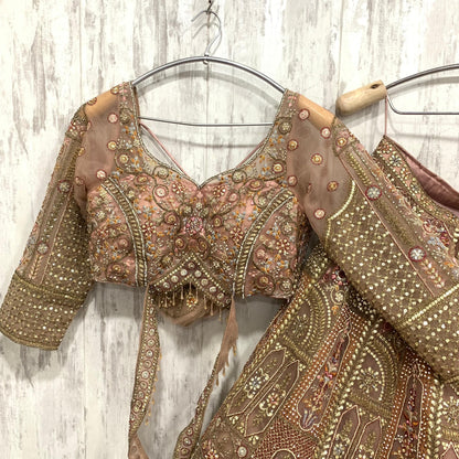 Pretty peach pink crop top Lehenga