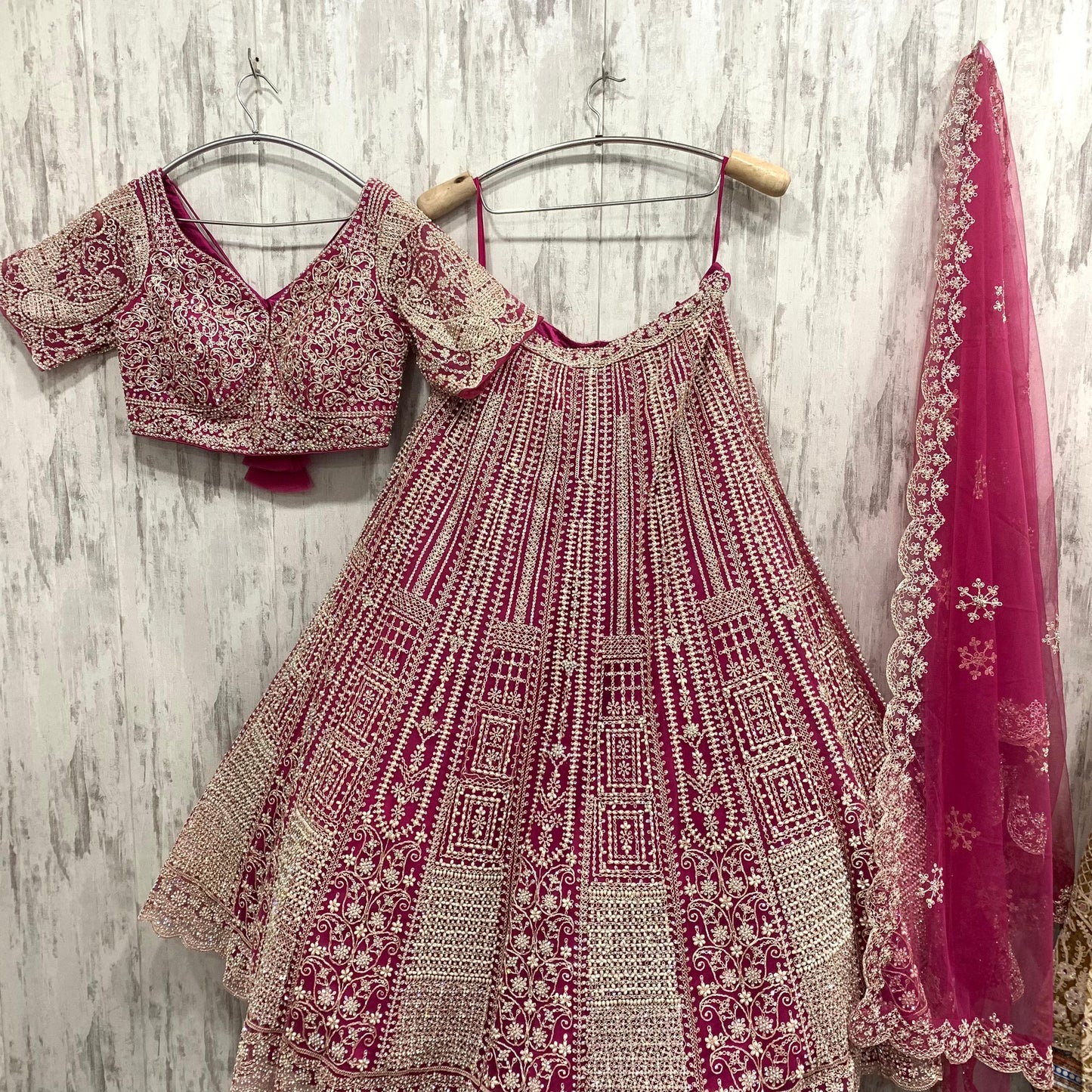 Glamorous Sea green crop top Lehenga