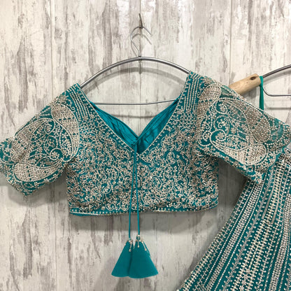 Glamorous Sea green crop top Lehenga