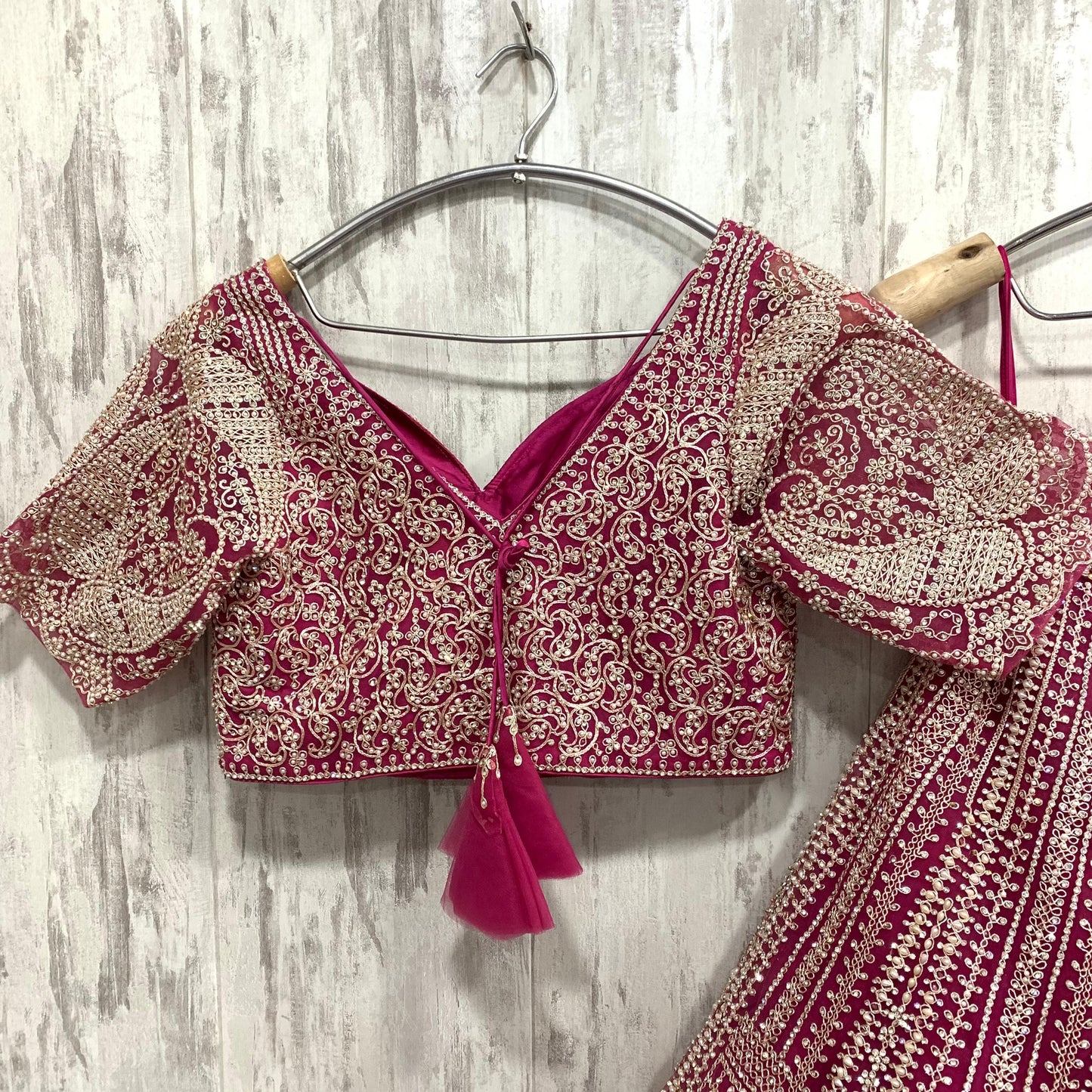 Glamorous Sea green crop top Lehenga