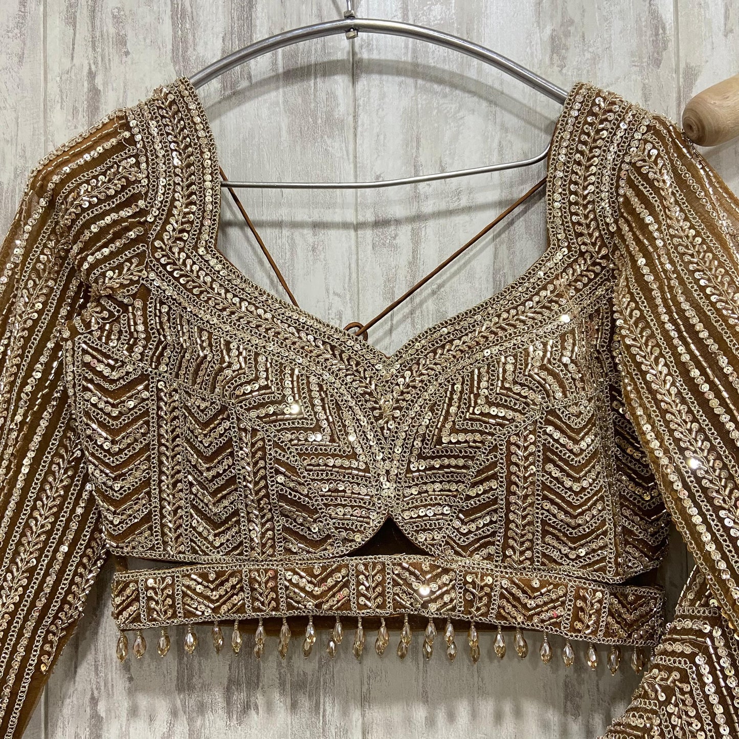 Royal blue crop top Lehenga with Silver Work