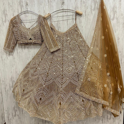 Royal blue crop top Lehenga with Silver Work