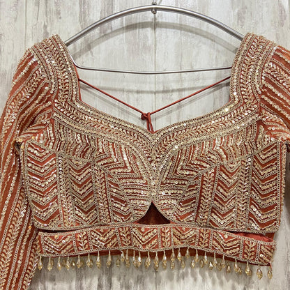 Royal blue crop top Lehenga with Silver Work