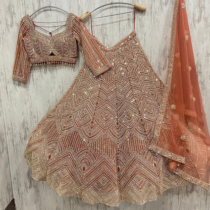 Royal blue crop top Lehenga with Silver Work