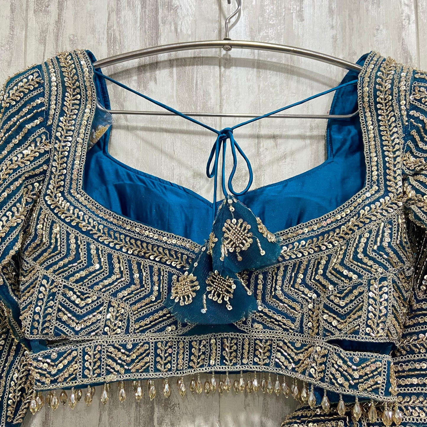 Royal blue crop top Lehenga with Silver Work