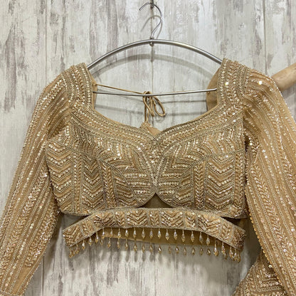 Royal blue crop top Lehenga with Silver Work