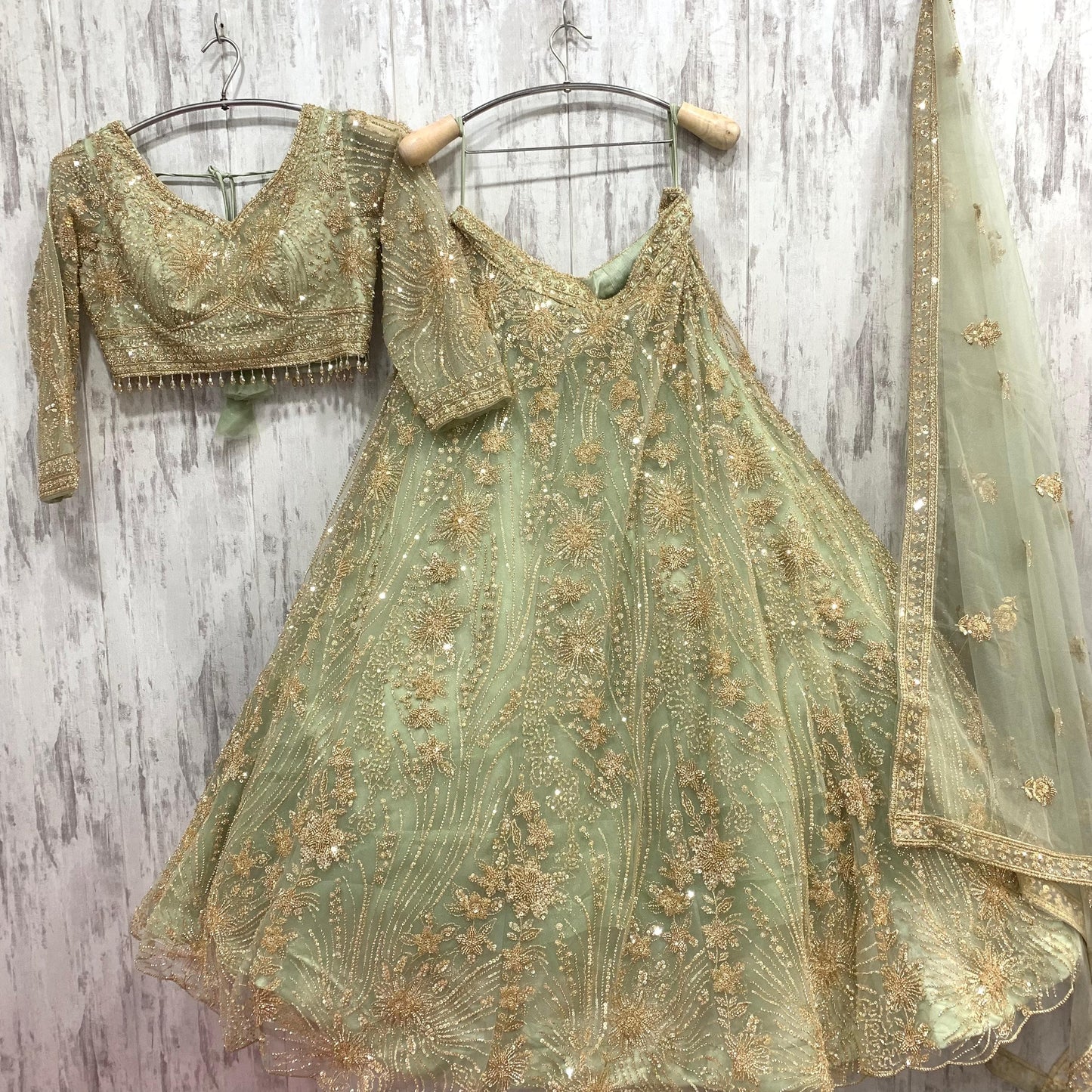 Stunning green viral crop top Lehenga