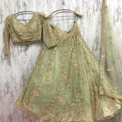 Stunning green viral crop top Lehenga