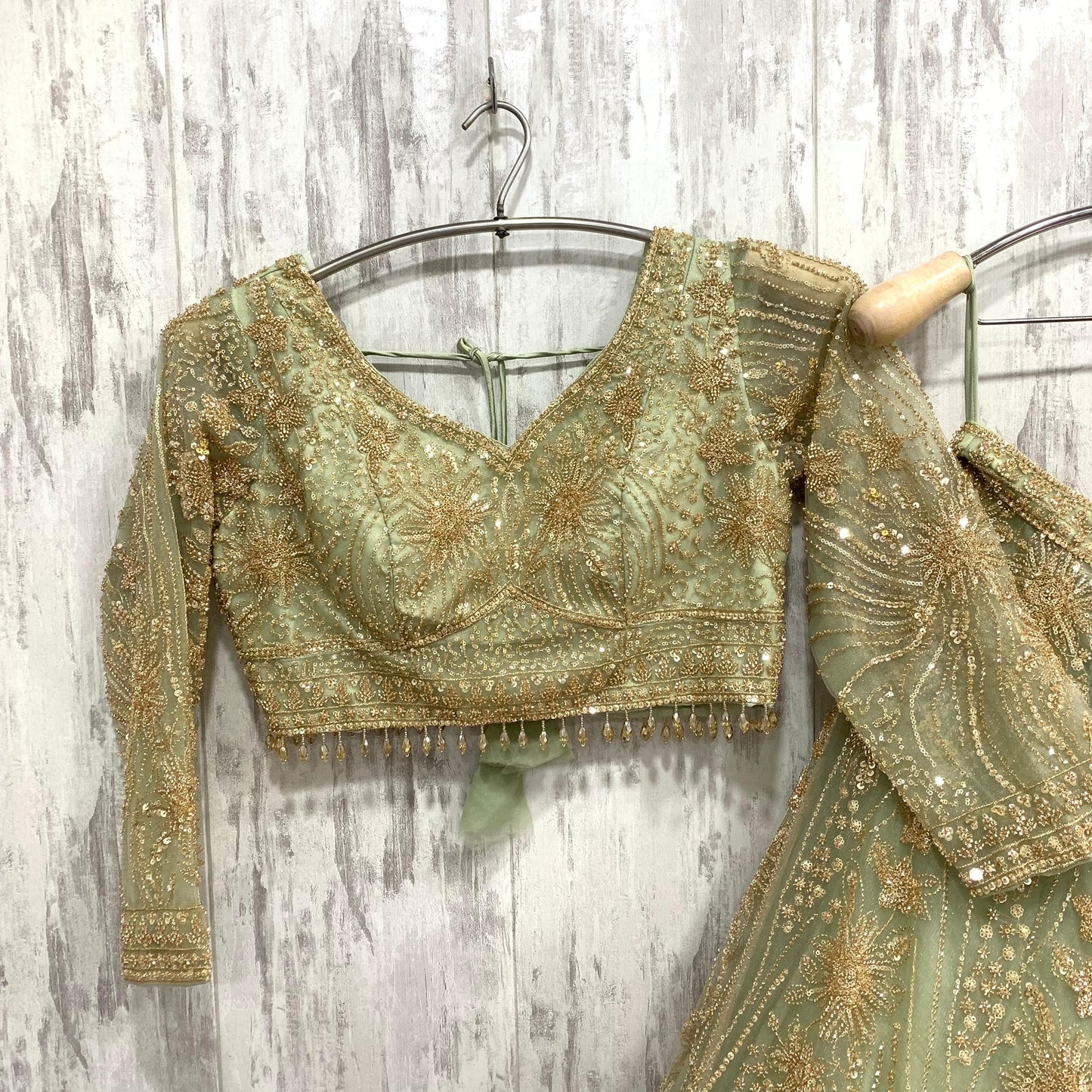 Stunning green viral crop top Lehenga