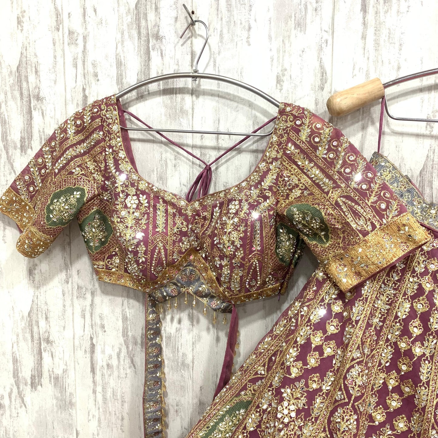 Bridal Heavy pink crop top Lehenga