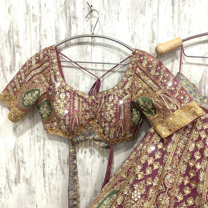 Bridal Heavy pink crop top Lehenga