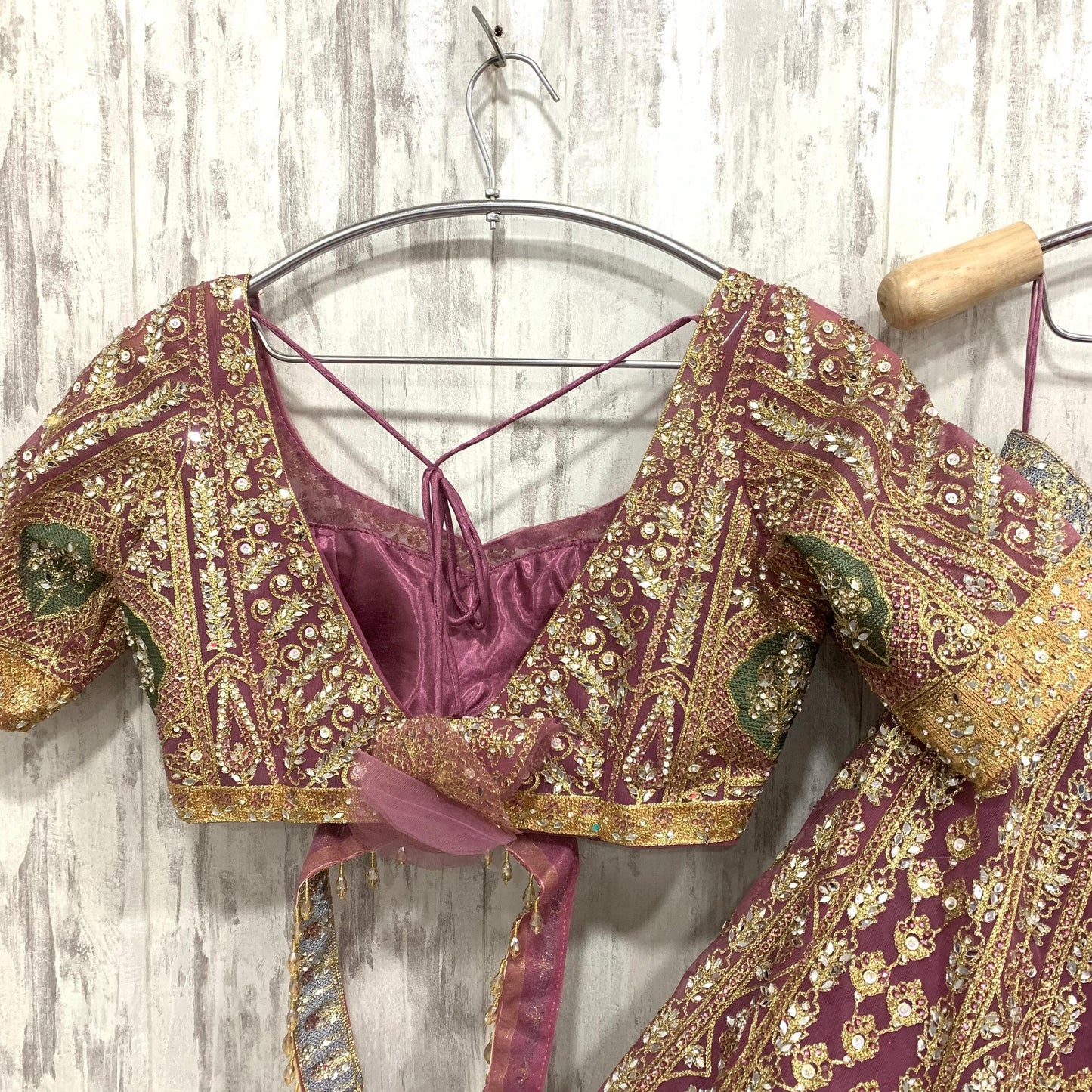 Bridal Heavy pink crop top Lehenga