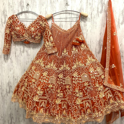 Designer Red crop top Lehenga Happy Customer