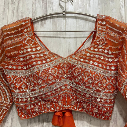 Amazing Orange crop top Lehenga